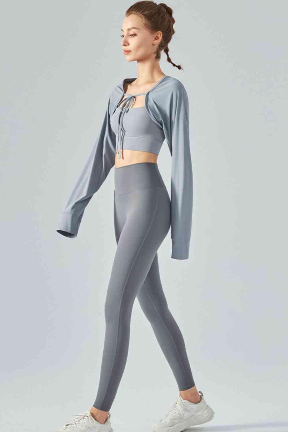 Tie Front Long Sleeve Sports Bolero - Immenzive