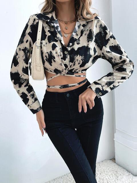 Tied Long Sleeve Cropped Shirt - Immenzive