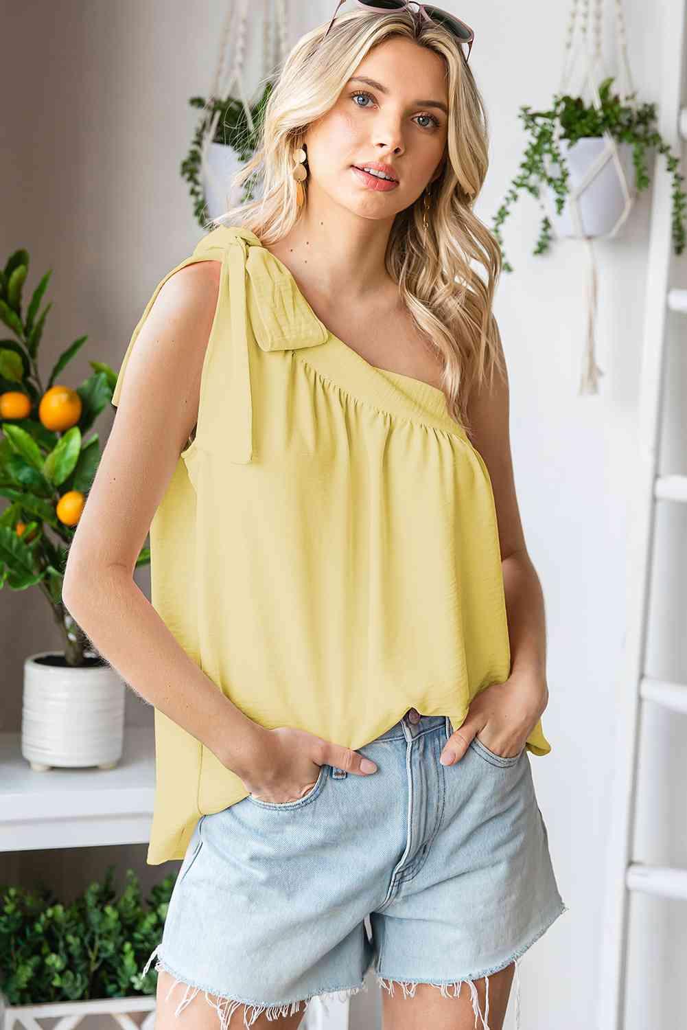 Tied One-Shoulder Blouse - Immenzive