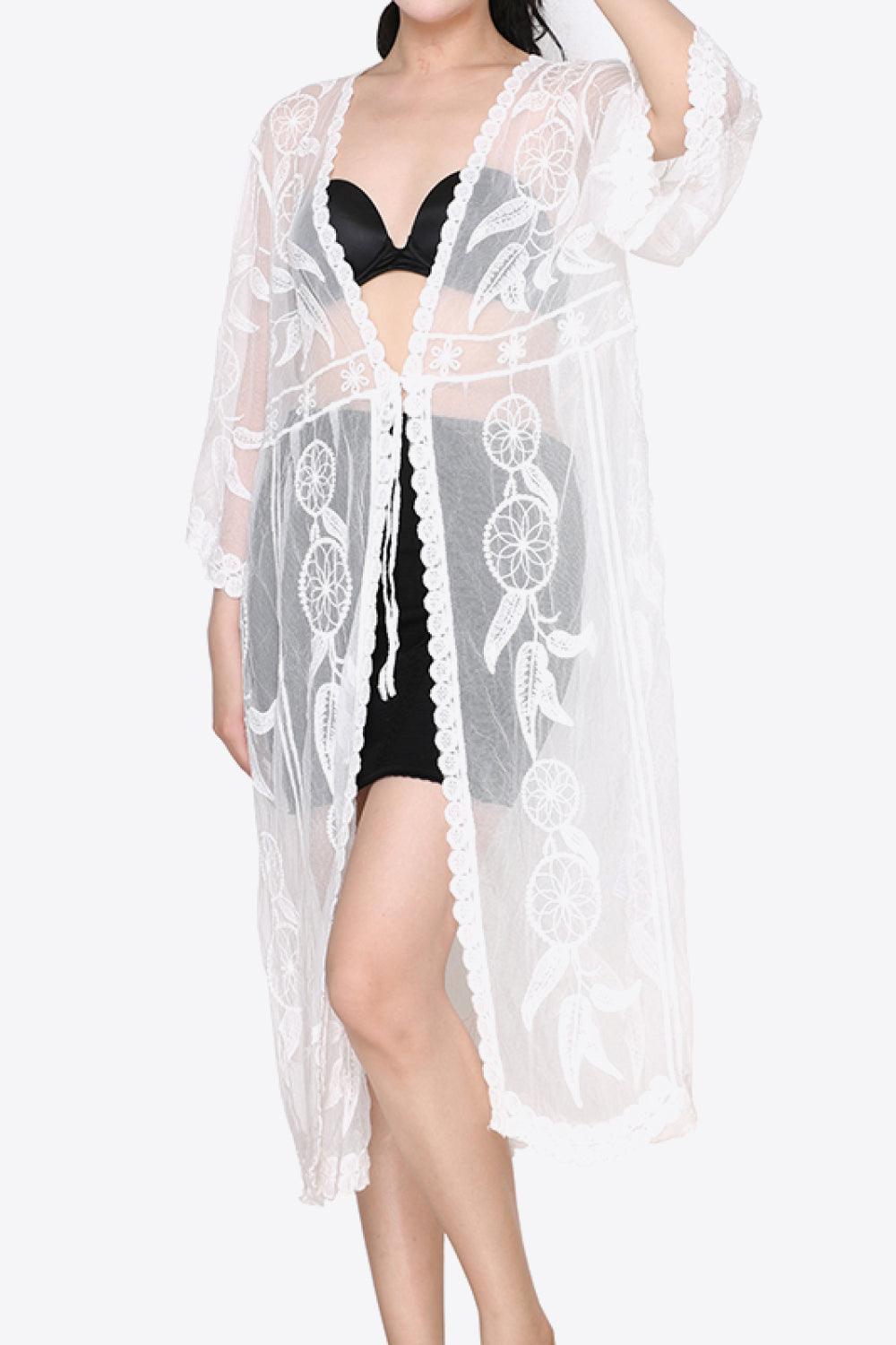 Tied Sheer Cover Up Cardigan - Immenzive
