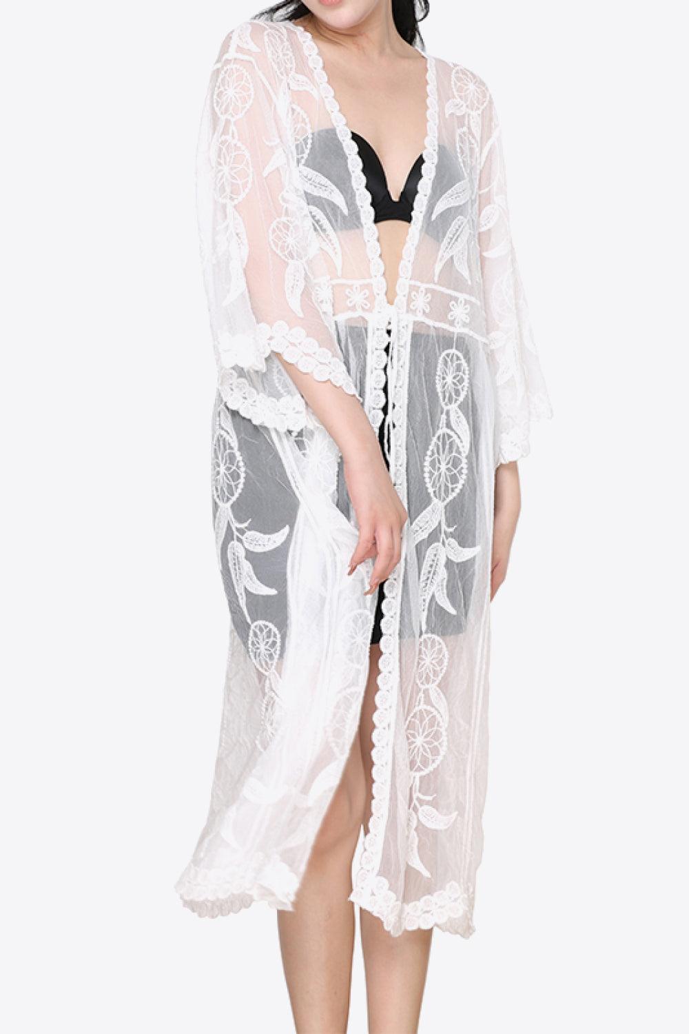 Tied Sheer Cover Up Cardigan - Immenzive