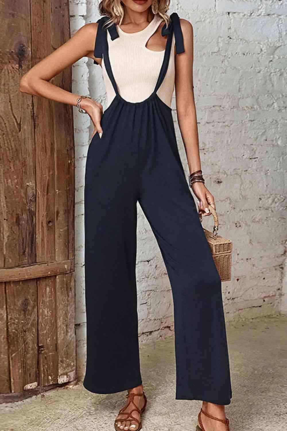 Tied Wide Leg Overalls - Immenzive