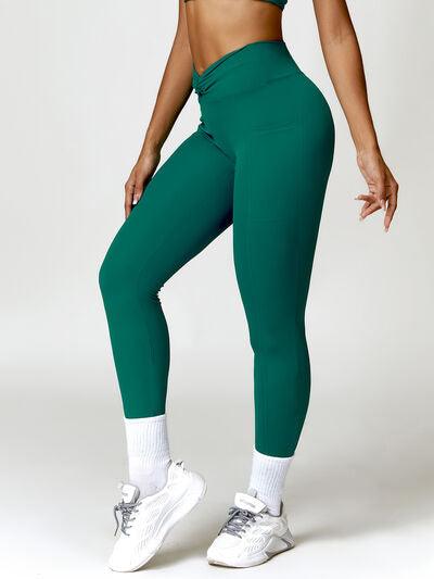 Twisted High Waist Active Pants with Pockets - Immenzive