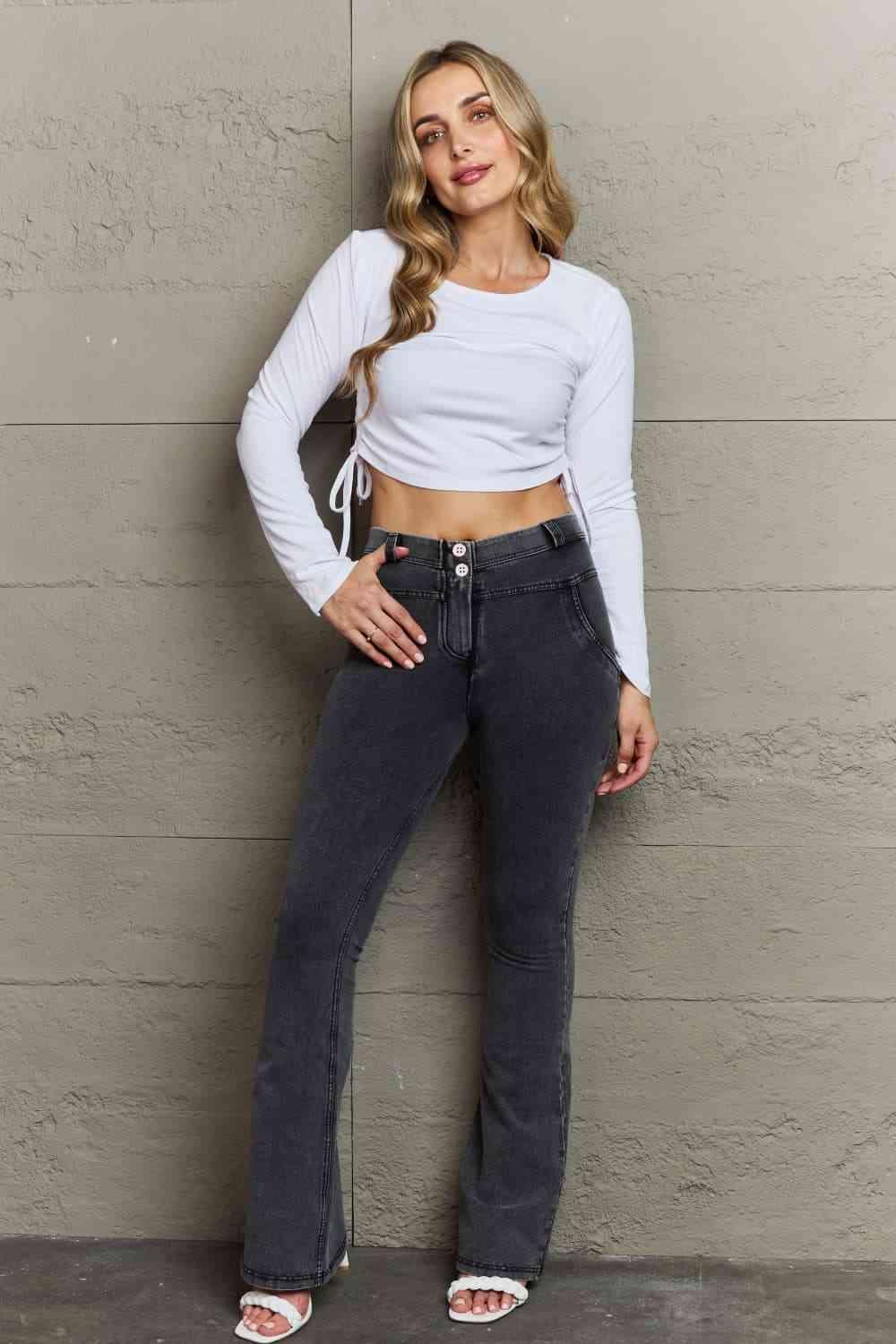 Two-Button Flare Jeans - Immenzive