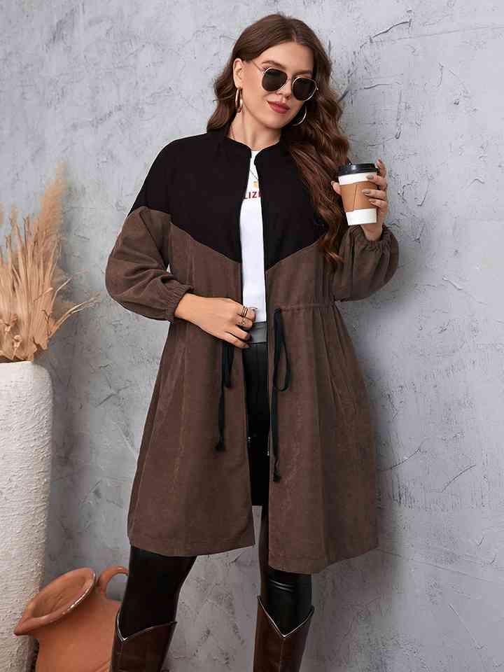 Two-Tone Dropped Shoulder Trench Coat - Immenzive