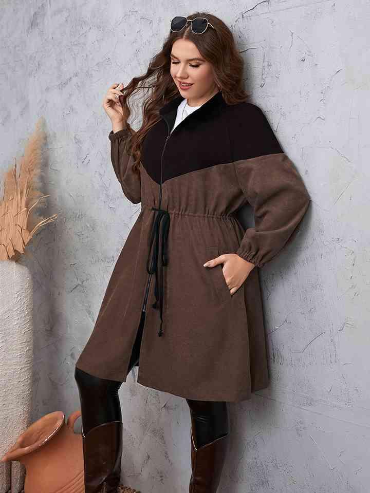 Two-Tone Dropped Shoulder Trench Coat - Immenzive