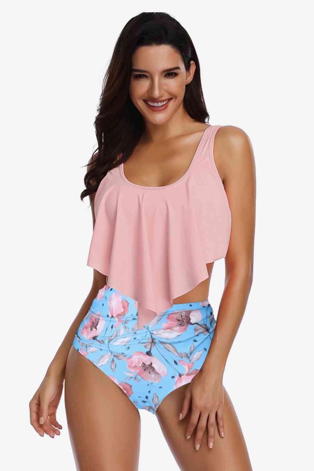 Two-Tone Ruffled Two-Piece Swimsuit - Immenzive