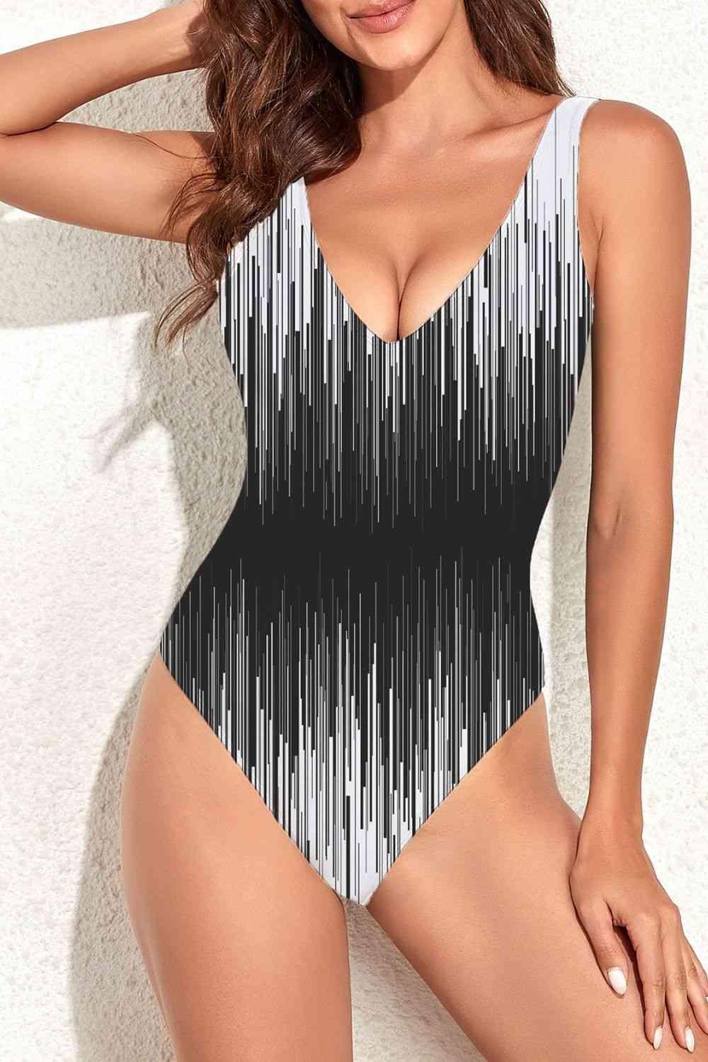 V-Neck Backless One-Piece Swimsuit - Immenzive