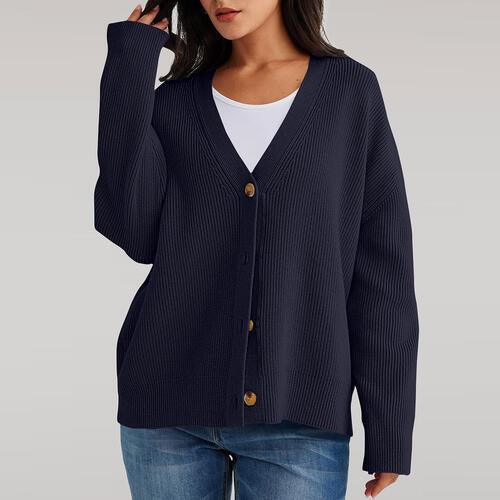 V-Neck Button Front Cardigan - Immenzive