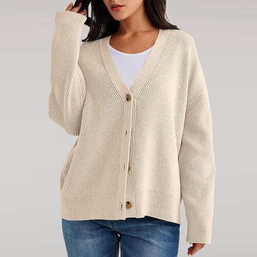 V-Neck Button Front Cardigan - Immenzive