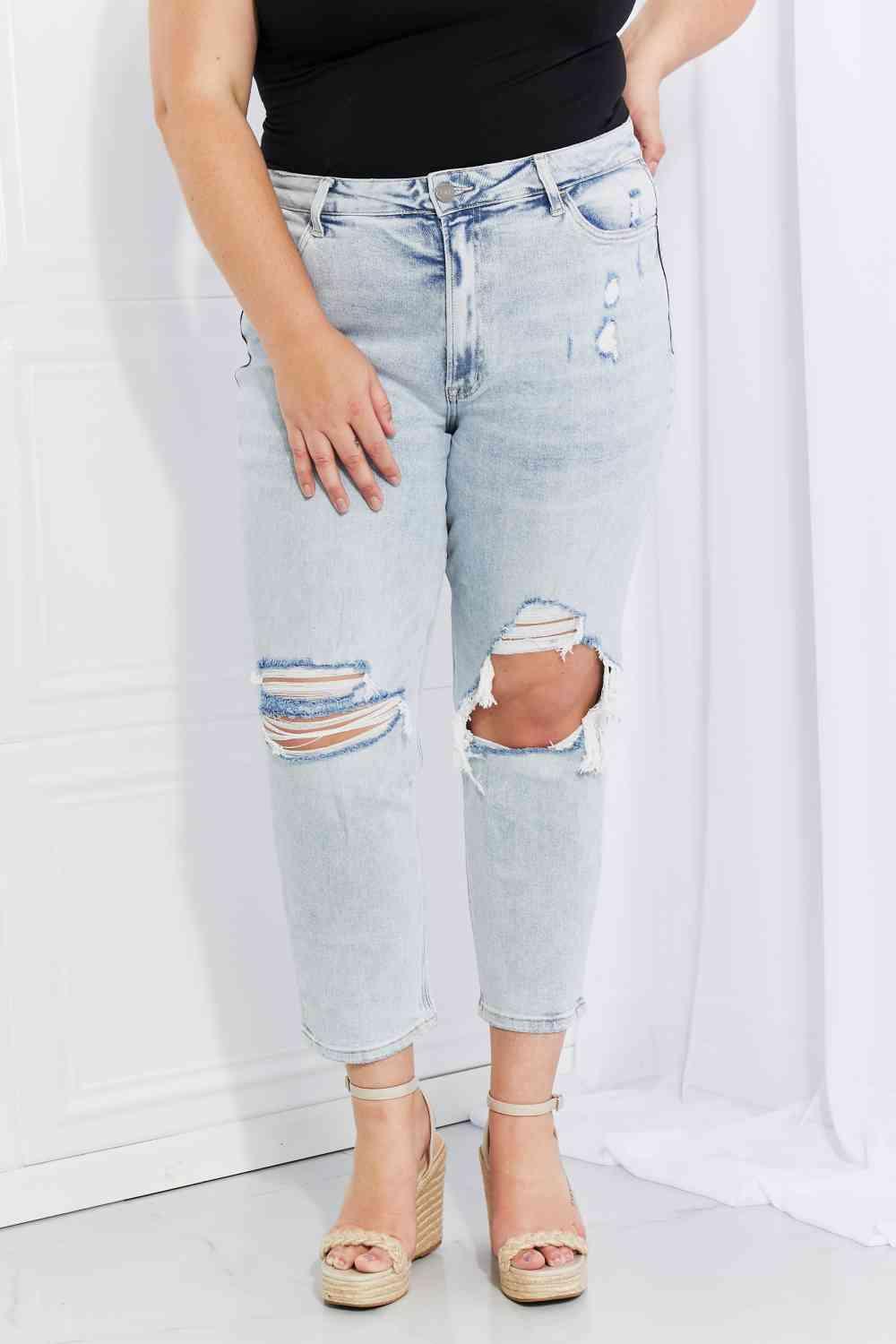 Vervet by Flying Monkey Stand Out Full Size Distressed Cropped Jeans - Immenzive