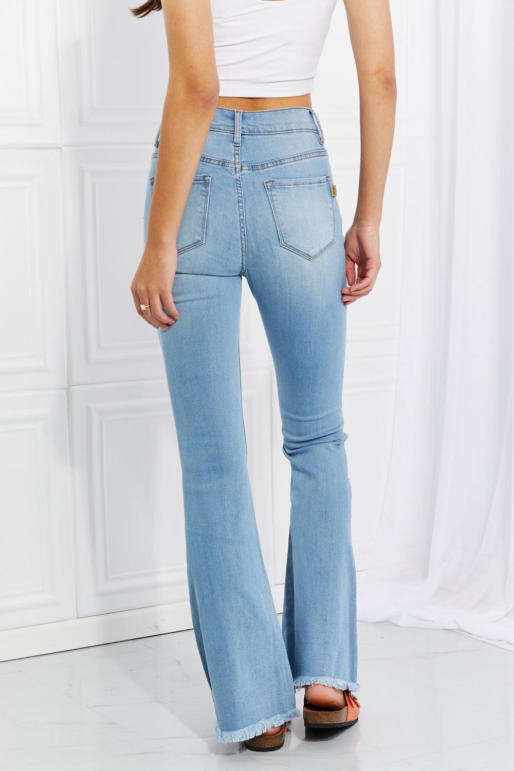 Vibrant MIU Full Size Jess Button Flare Jeans - Immenzive