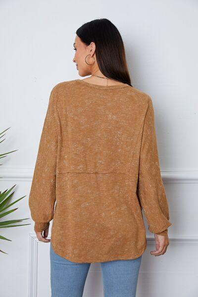 Vintage Wash Exposed Seam Round Neck Slit Sweatshirt - Immenzive