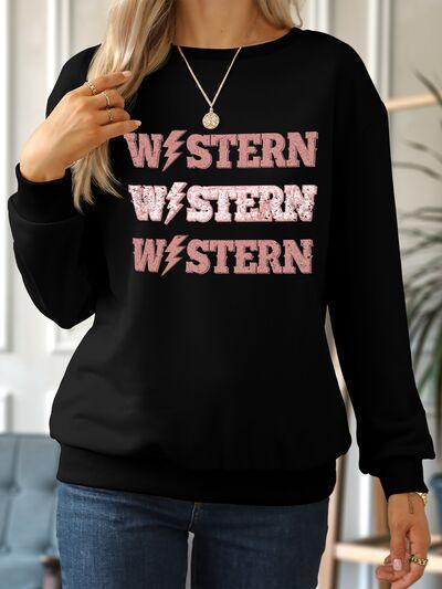 WESTERN Round Neck Dropped Shoulder Sweatshirt - Immenzive