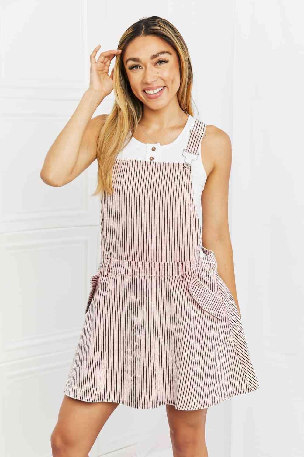 White Birch To The Park Full Size Overall Dress in Pink - Immenzive