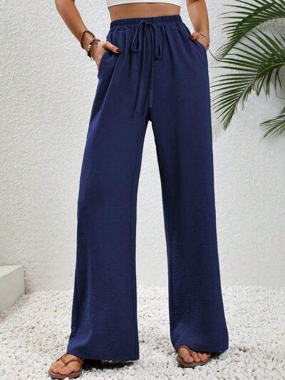 Wide Leg Drawstring Pants - Immenzive