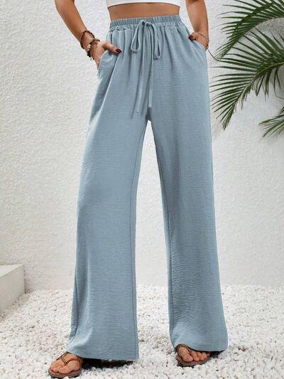 Wide Leg Drawstring Pants - Immenzive