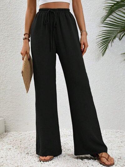 Wide Leg Drawstring Pants - Immenzive