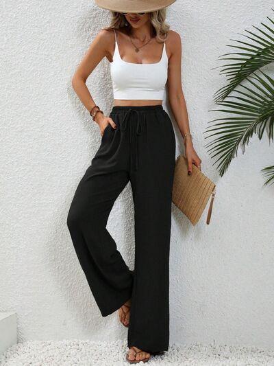 Wide Leg Drawstring Pants - Immenzive