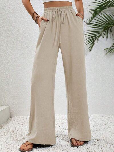 Wide Leg Drawstring Pants - Immenzive