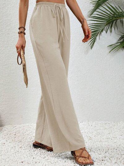 Wide Leg Drawstring Pants - Immenzive