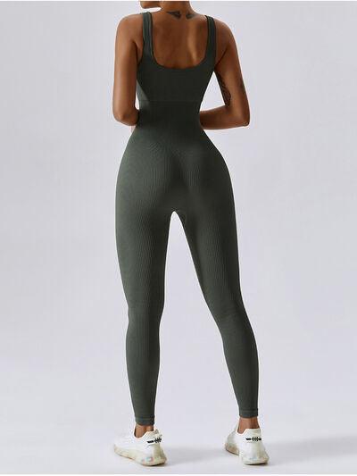 Wide Strap Sleeveless Active Jumpsuit - Immenzive