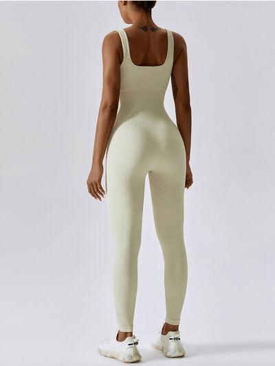 Wide Strap Sleeveless Active Jumpsuit - Immenzive