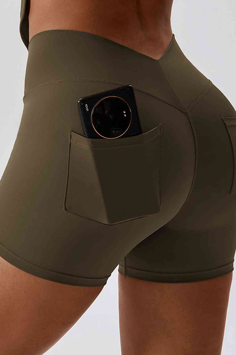 Wide Waistband Back Pocket Sports Shorts - Immenzive