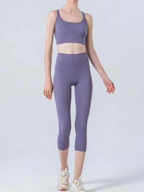 Wide Waistband Cropped Sports Leggings - Immenzive