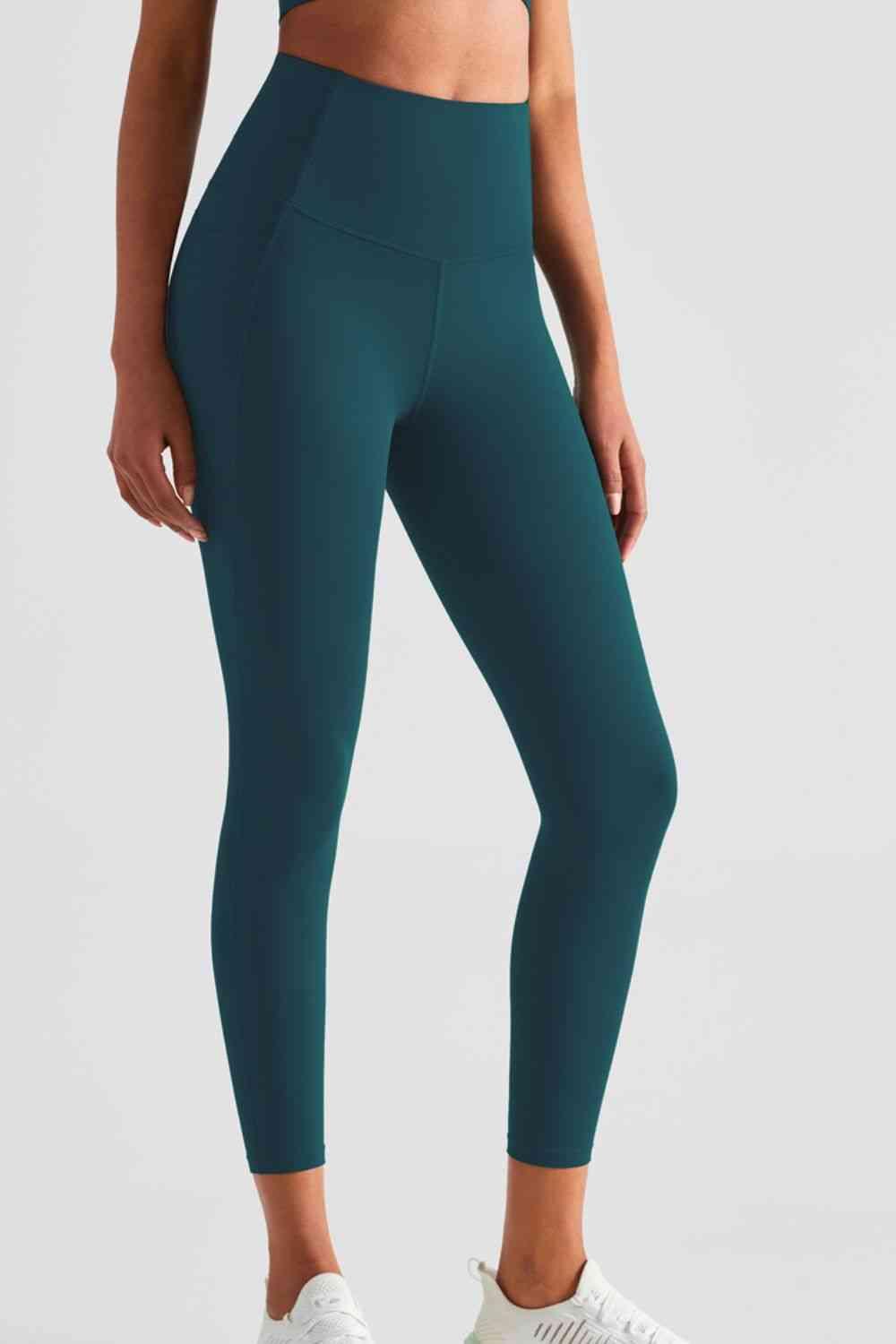 Wide Waistband Sports Leggings with Pockets - Immenzive