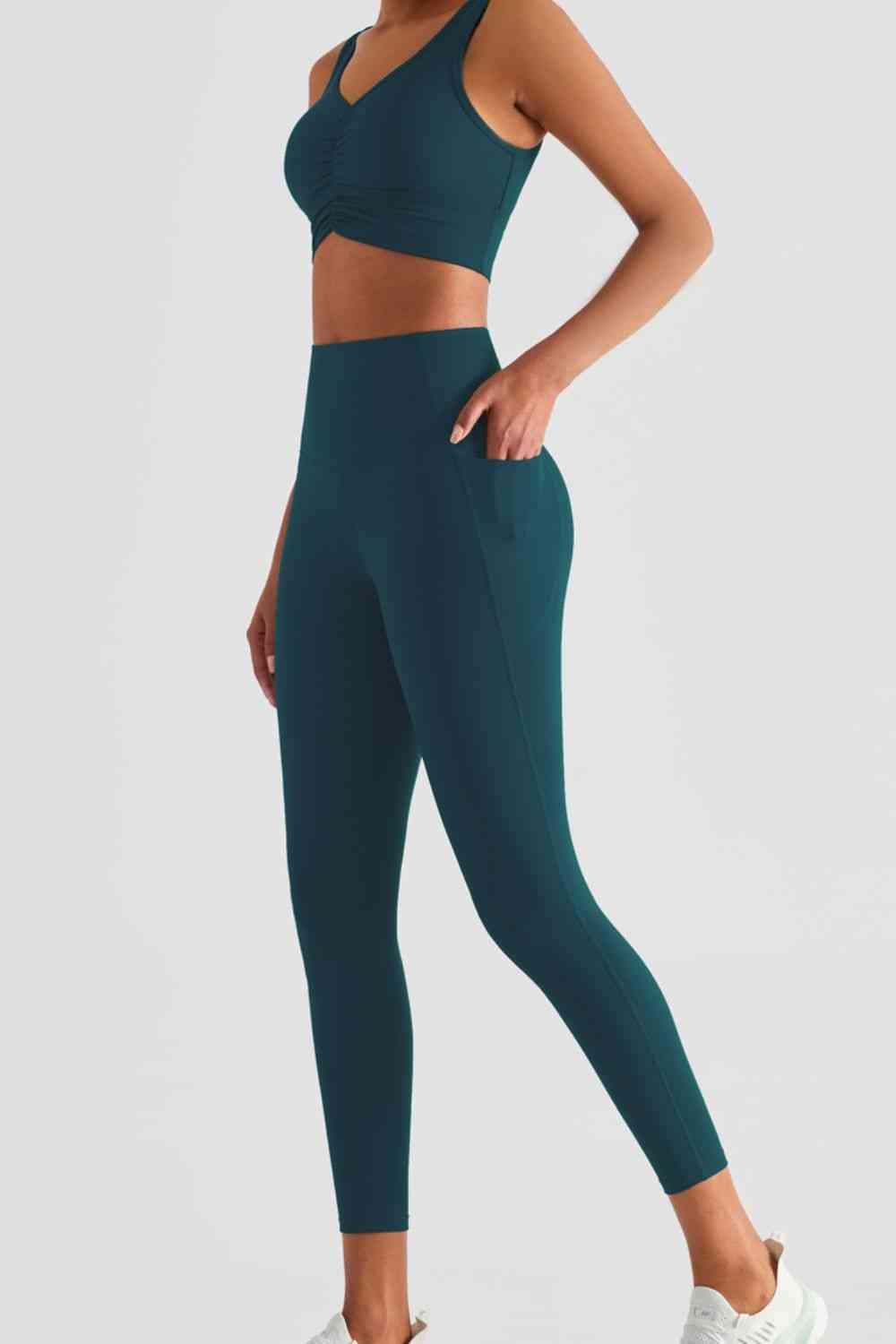 Wide Waistband Sports Leggings with Pockets - Immenzive