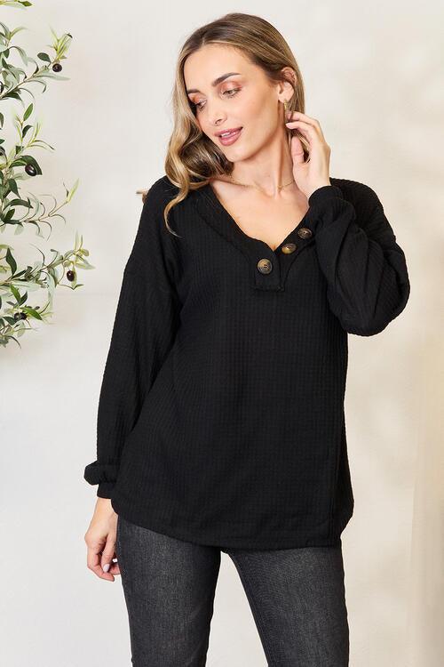 Zenana Buttoned Long Sleeve Blouse - Immenzive