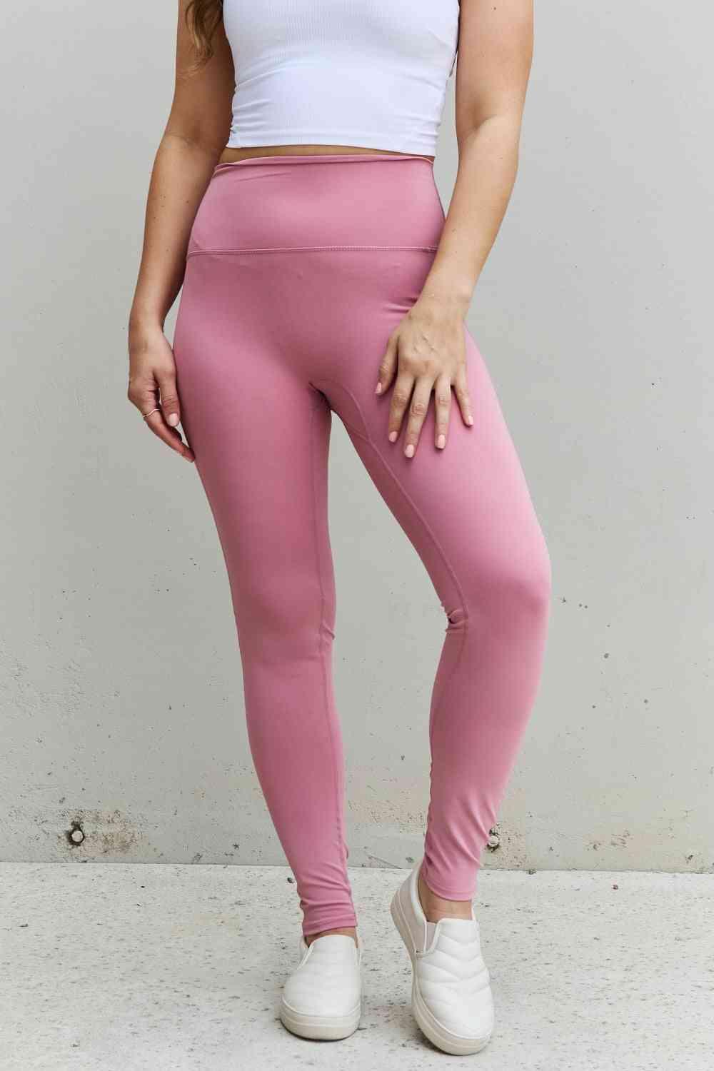 Zenana Fit For You Full Size High Waist Active Leggings in Light Rose - Immenzive