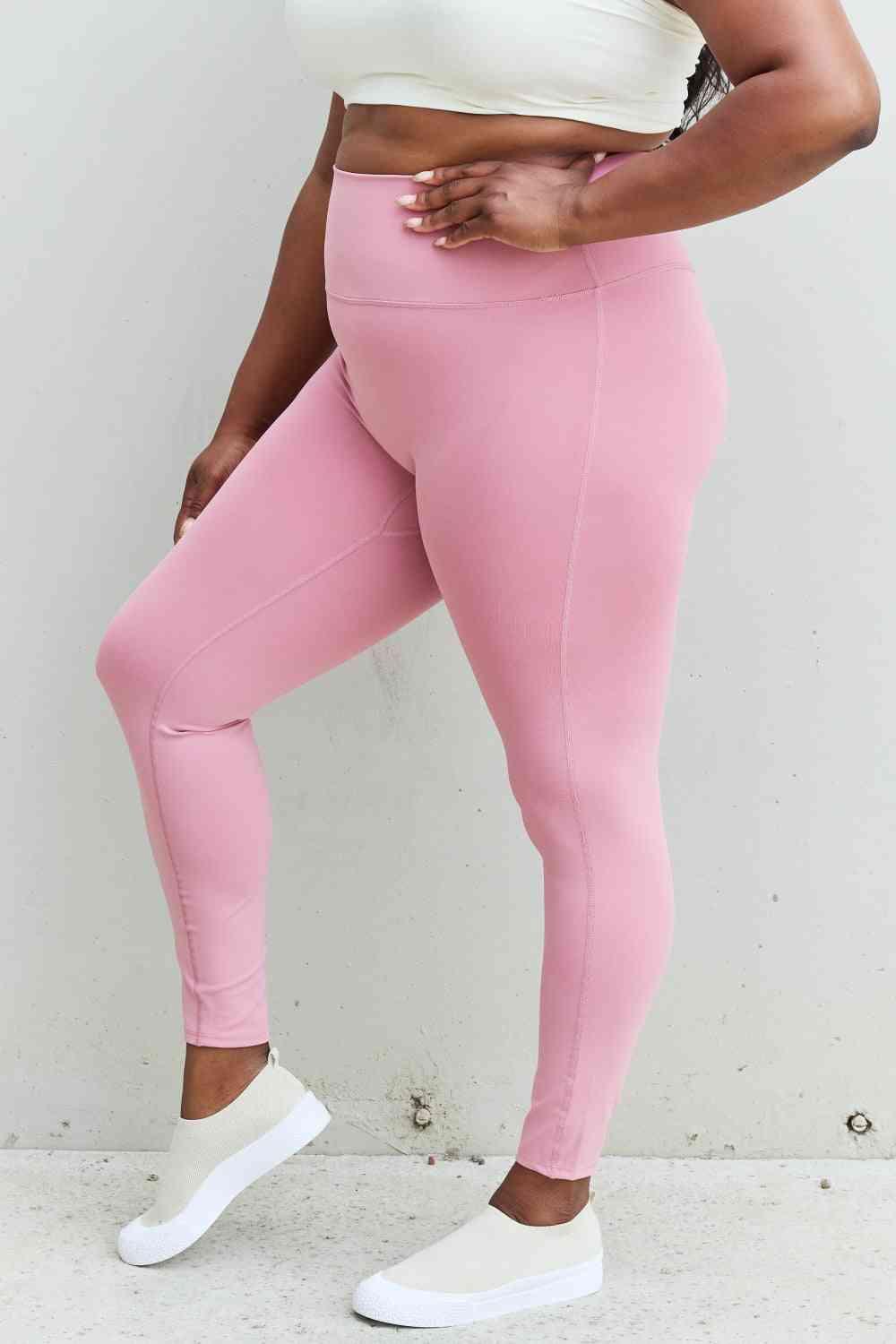 Zenana Fit For You Full Size High Waist Active Leggings in Light Rose - Immenzive