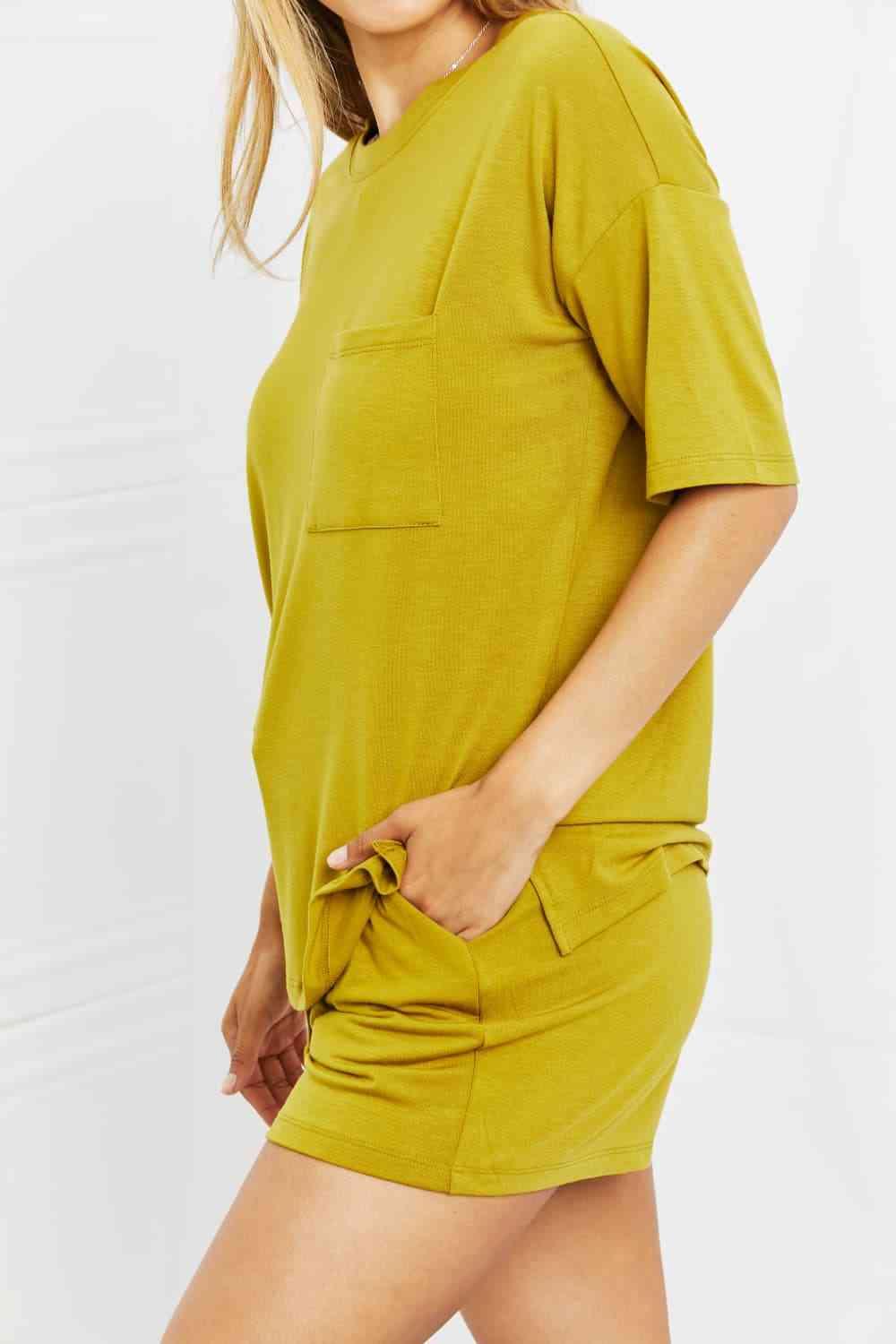 Zenana In The Moment Full Size Lounge Set in Olive Mustard - Immenzive