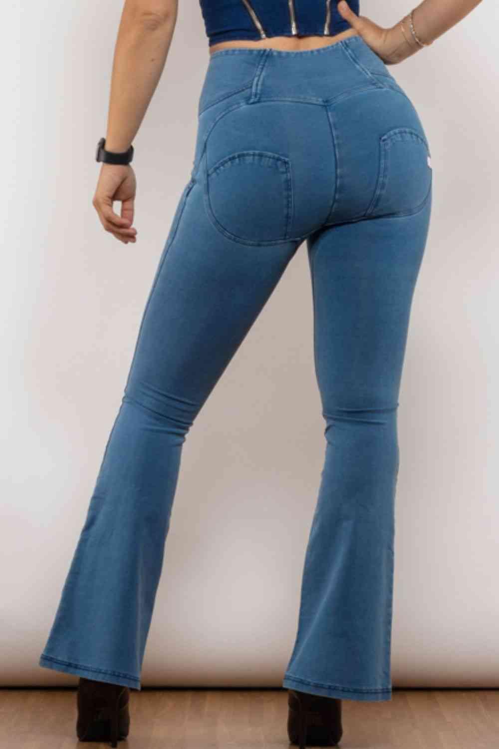 Zip Detail Flare Long Jeans - Immenzive