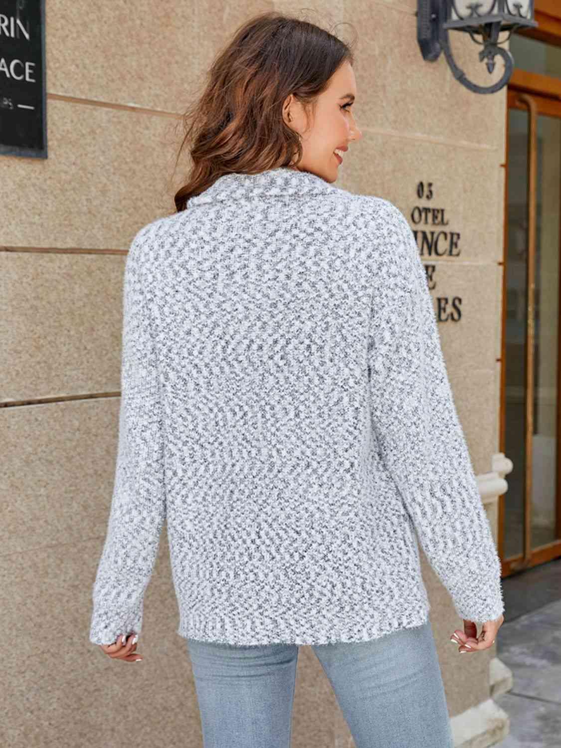 Zip-Up Collared Cardigan with Pockets - Immenzive