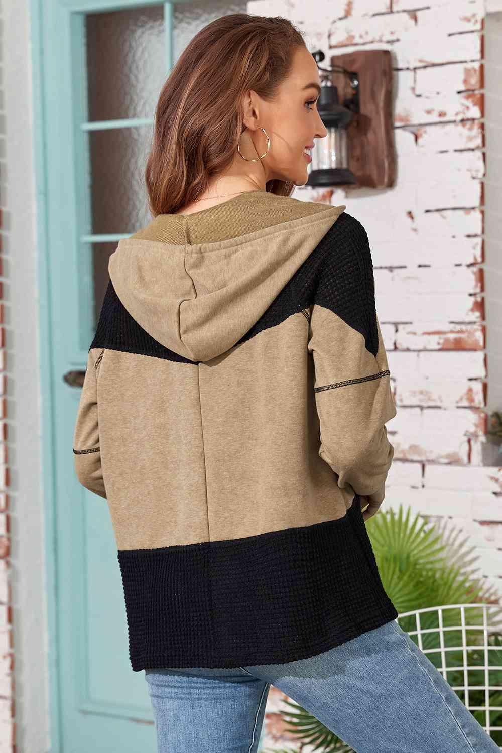 Zip-Up Drawstring Hooded Jacket - Immenzive