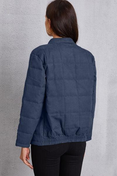 Zip Up Mock Neck Pocketed Jacket - Immenzive