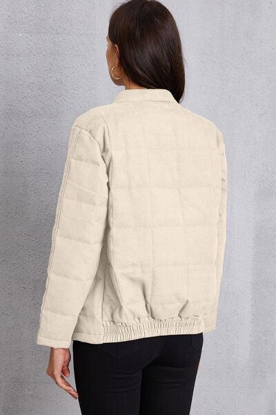 Zip Up Mock Neck Pocketed Jacket - Immenzive