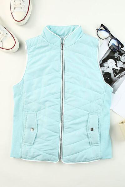 Zip Up Sleeveless Jacket with Pockets - Immenzive